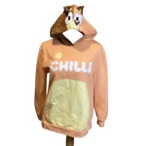 Bluey Chilli Wackadoo Costume Hoodie Womens S Orange Cartoon Character Cosplay